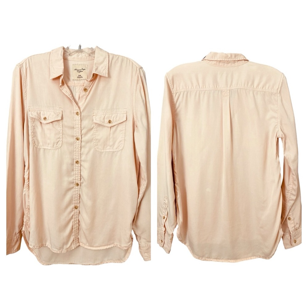 AMERICAN EAGLE OUTFITTERS - 100% Lyocell Long Sleeve Button Down Shirt -…